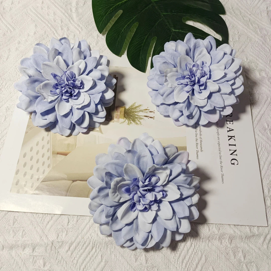 Dahlia Flower Heads, Set of 3, 4-Inch Realistic Faux Blooms for DIY Wedding Corsages, Boutonnieres, and Elegant Gift Toppers
