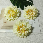 Dahlia Flower Heads, Set of 3, 4-Inch Realistic Faux Blooms for DIY Wedding Corsages, Boutonnieres, and Elegant Gift Toppers