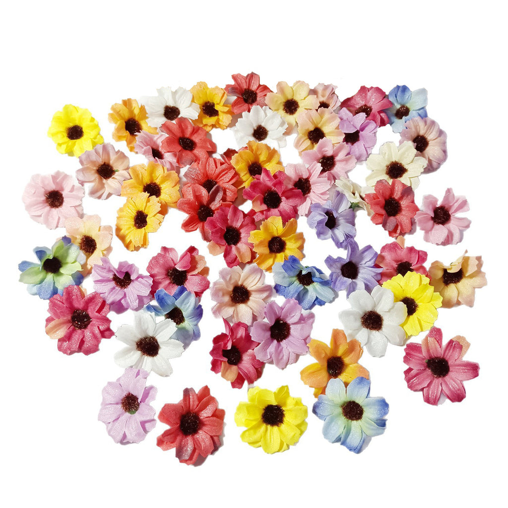 50-Pack Small Silk Daisy Heads, 1.5" Faux Cosmos Flowers for DIY Crafts, Wreaths, Wedding Decor & Event Floristry, Bulk Floral Supplies