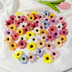 50-Pack Small Silk Daisy Heads, 1.5" Faux Cosmos Flowers for DIY Crafts, Wreaths, Wedding Decor & Event Floristry, Bulk Floral Supplies
