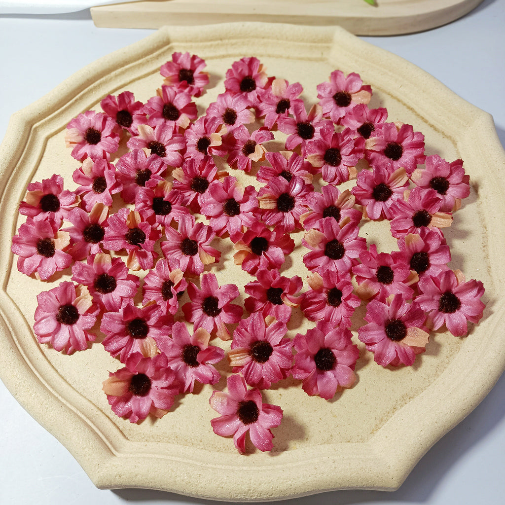 50-Pack Small Silk Daisy Heads, 1.5" Faux Cosmos Flowers for DIY Crafts, Wreaths, Wedding Decor & Event Floristry, Bulk Floral Supplies