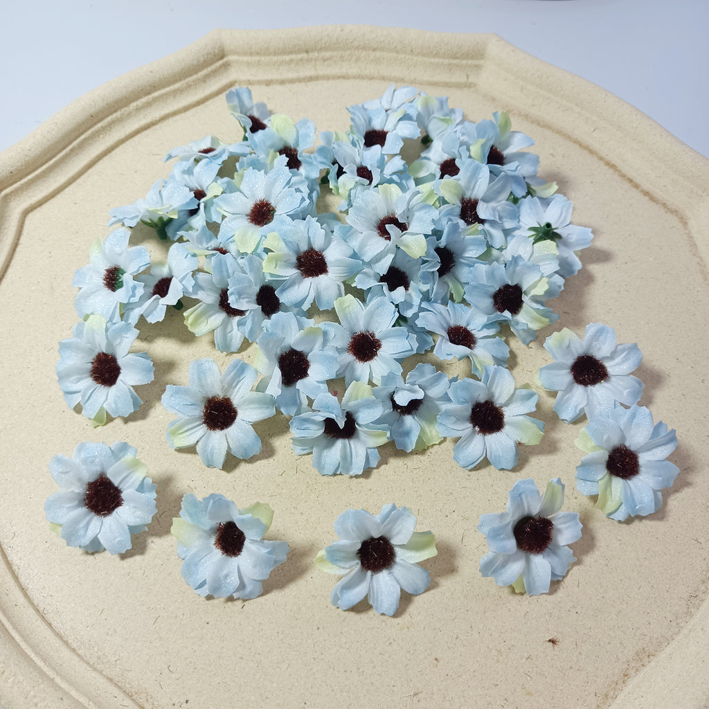 50-Pack Small Silk Daisy Heads, 1.5" Faux Cosmos Flowers for DIY Crafts, Wreaths, Wedding Decor & Event Floristry, Bulk Floral Supplies