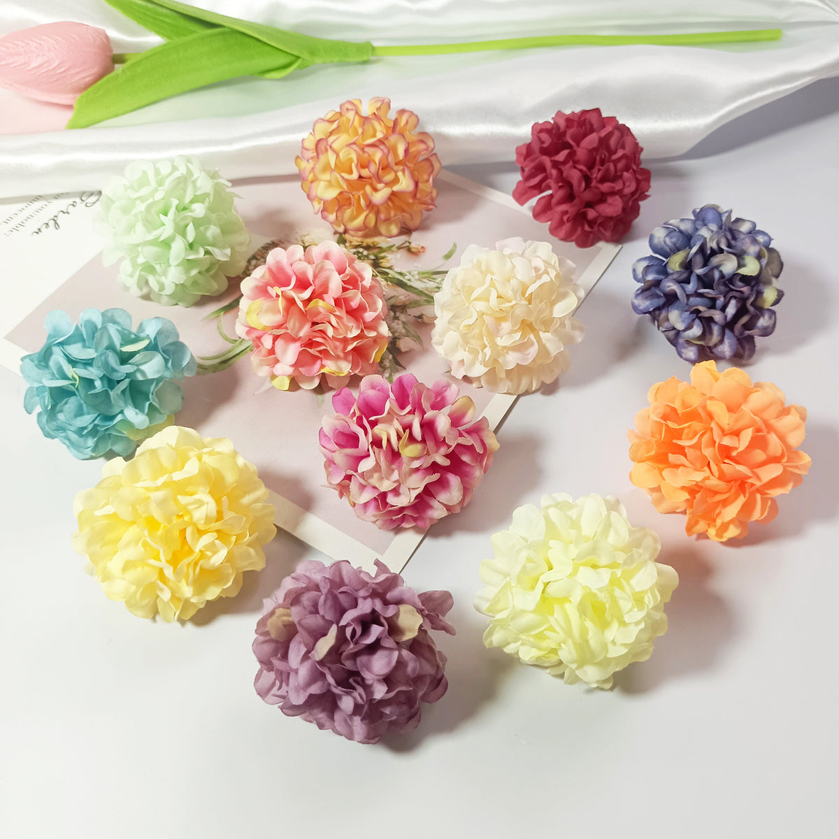 10-Pack Mini Hydrangea Flower Heads, 2-Inch Realistic Silk Blooms, Bulk Faux Florals for DIY Crafts, Wedding Decor, Wreaths & Corsages