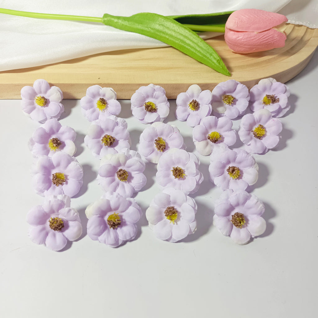 Bulk 100-Pack Mini Daisy Flower Heads, 1" Realistic Faux Flowers for DIY Wedding Crafts, Corsages & Millinery Embellishments