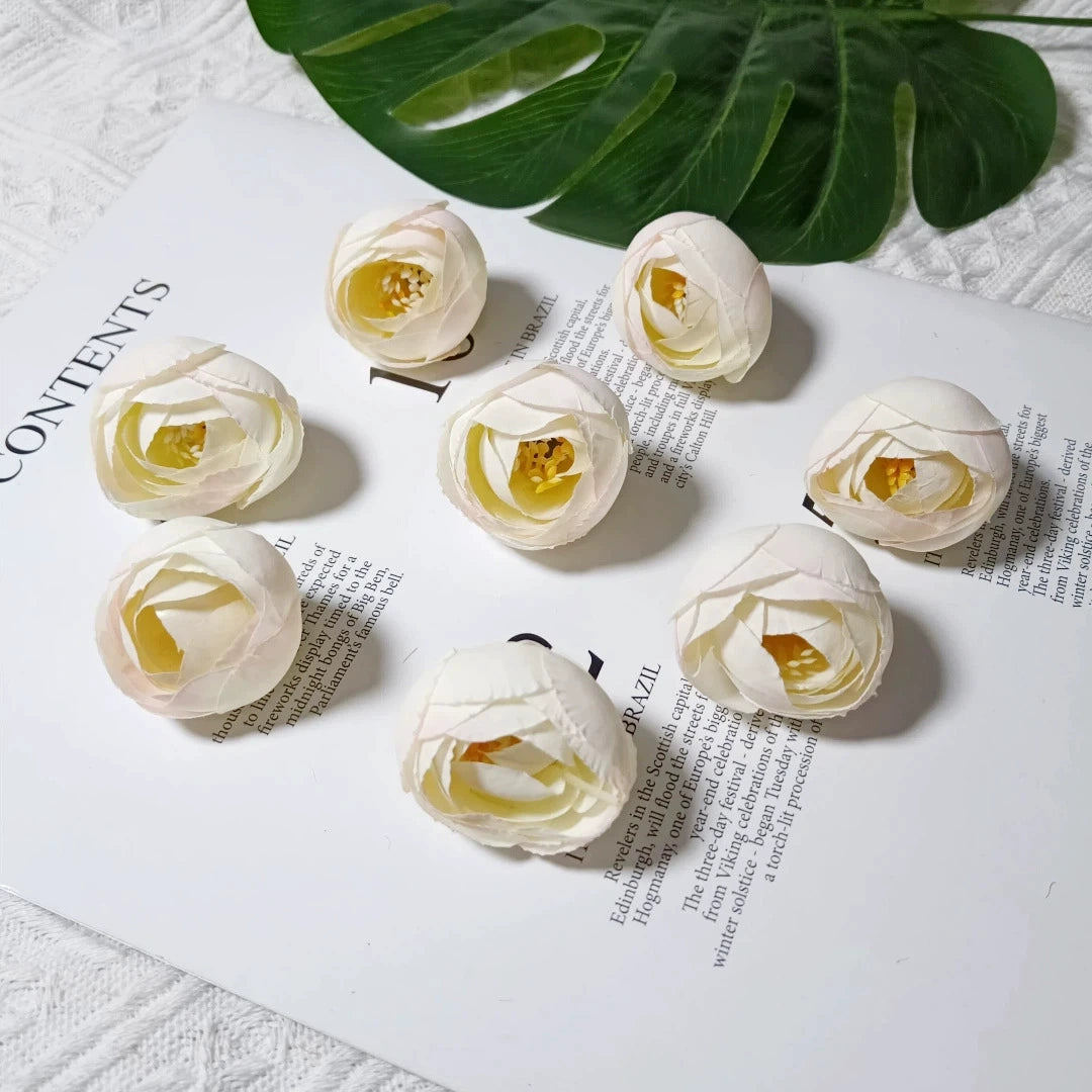 10 Pack Vintage-Style Faux Roses, 1.5" Real-Touch Flowers for DIY Crafts, Floral Arrangements, Home Decor, Weddings, Gift Packaging