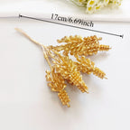 Gilded Cedar Pine Pick, 8-Inch Faux Christmas Floral Sprig, Shimmering Gold Accent for DIY Wreaths, Corsages & Holiday Gift Toppers