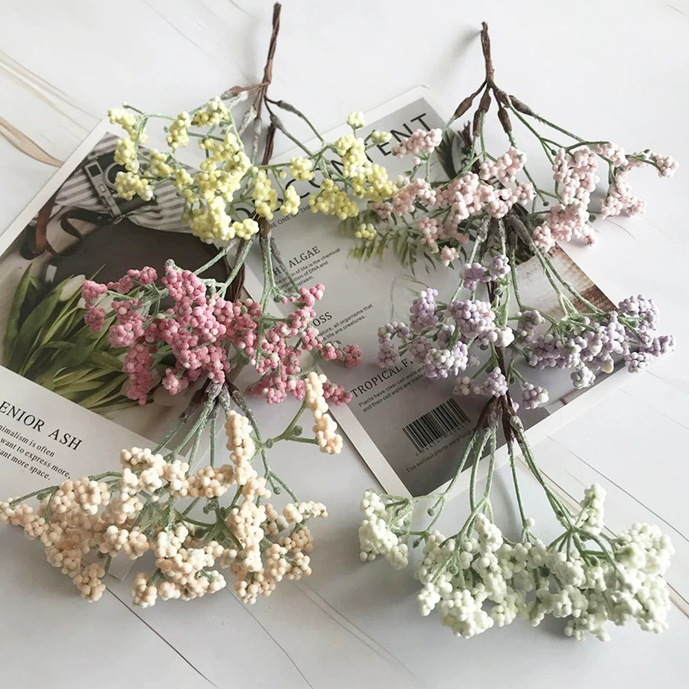 Artificial Baby's Breath Stems, 6.5" Mini Frosted Gypsophila Bunch for DIY Crafts, Wedding Bouquets, Corsages, Vase Filler, Bulk Options
