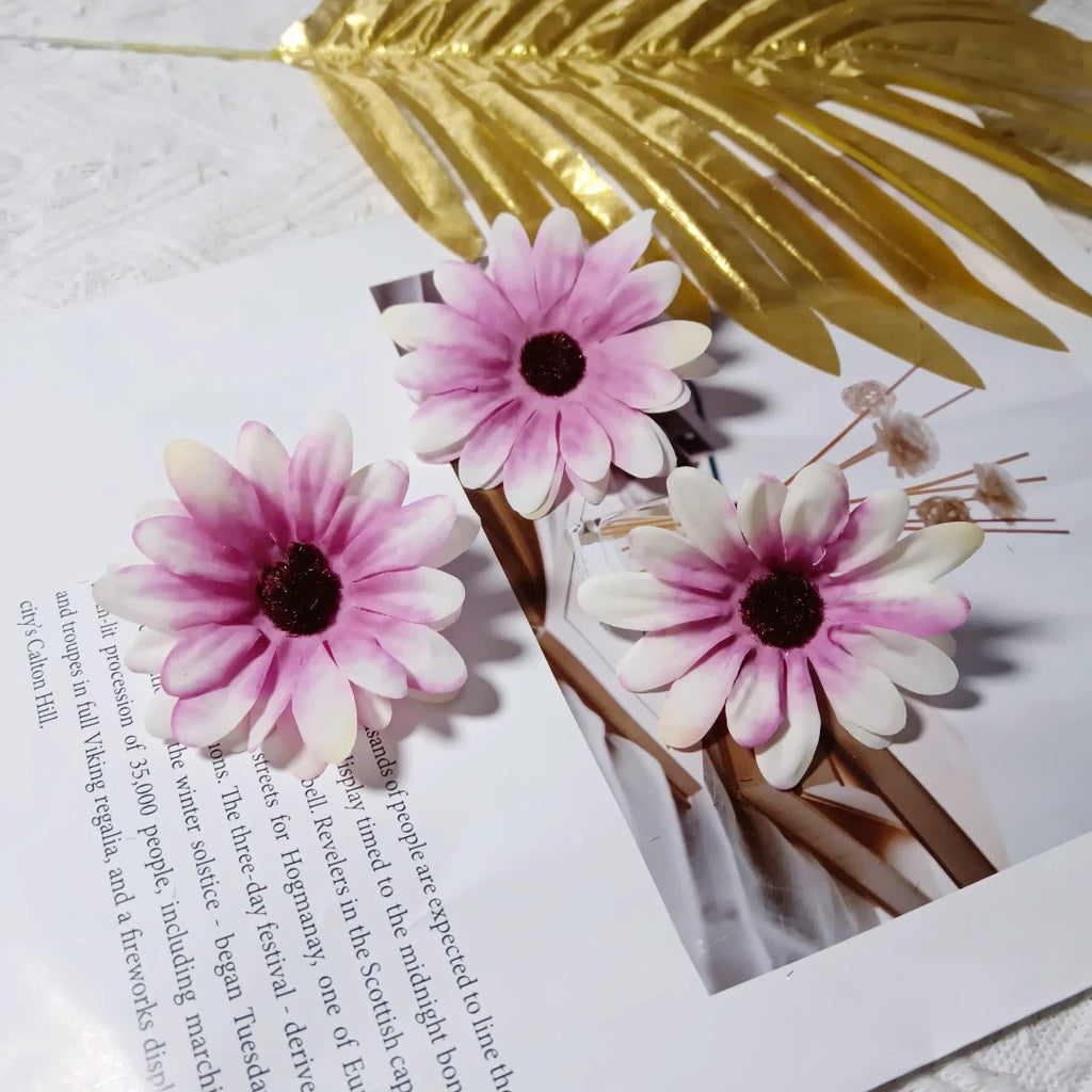 Realistic 3" Daisy Flower Heads, Soft Fabric, Perfect for DIY Wedding Decor, Home Accents, Gift Wrapping, Floral Arrangements