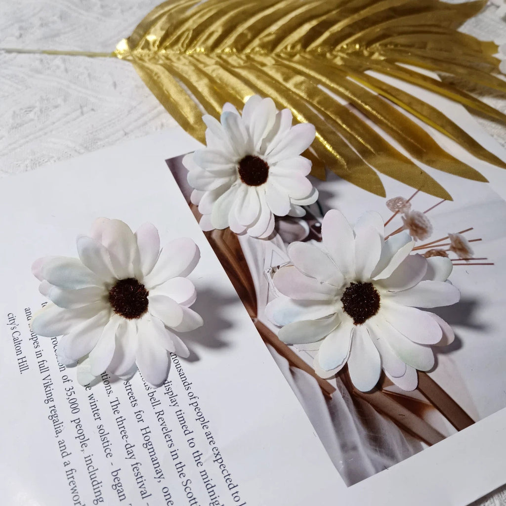 Realistic 3" Daisy Flower Heads, Soft Fabric, Perfect for DIY Wedding Decor, Home Accents, Gift Wrapping, Floral Arrangements