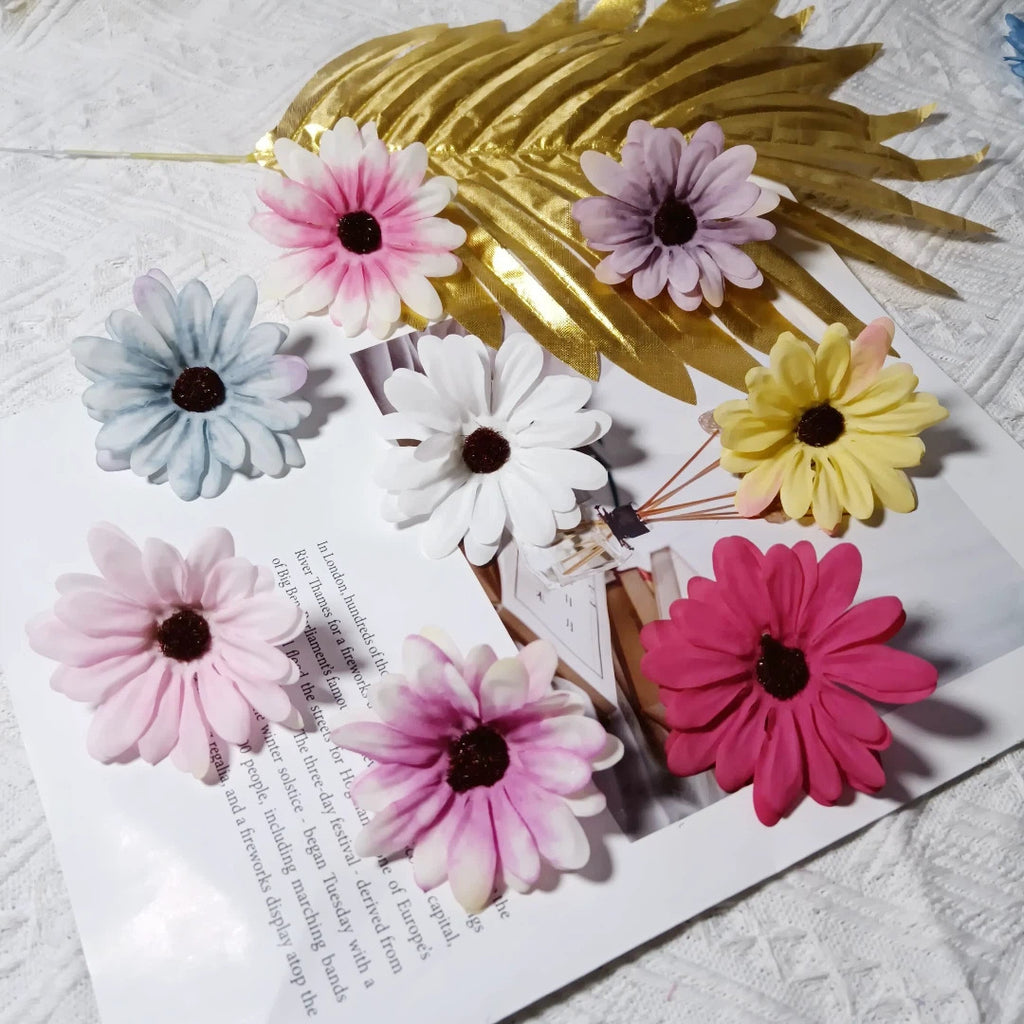 Realistic 3" Daisy Flower Heads, Soft Fabric, Perfect for DIY Wedding Decor, Home Accents, Gift Wrapping, Floral Arrangements