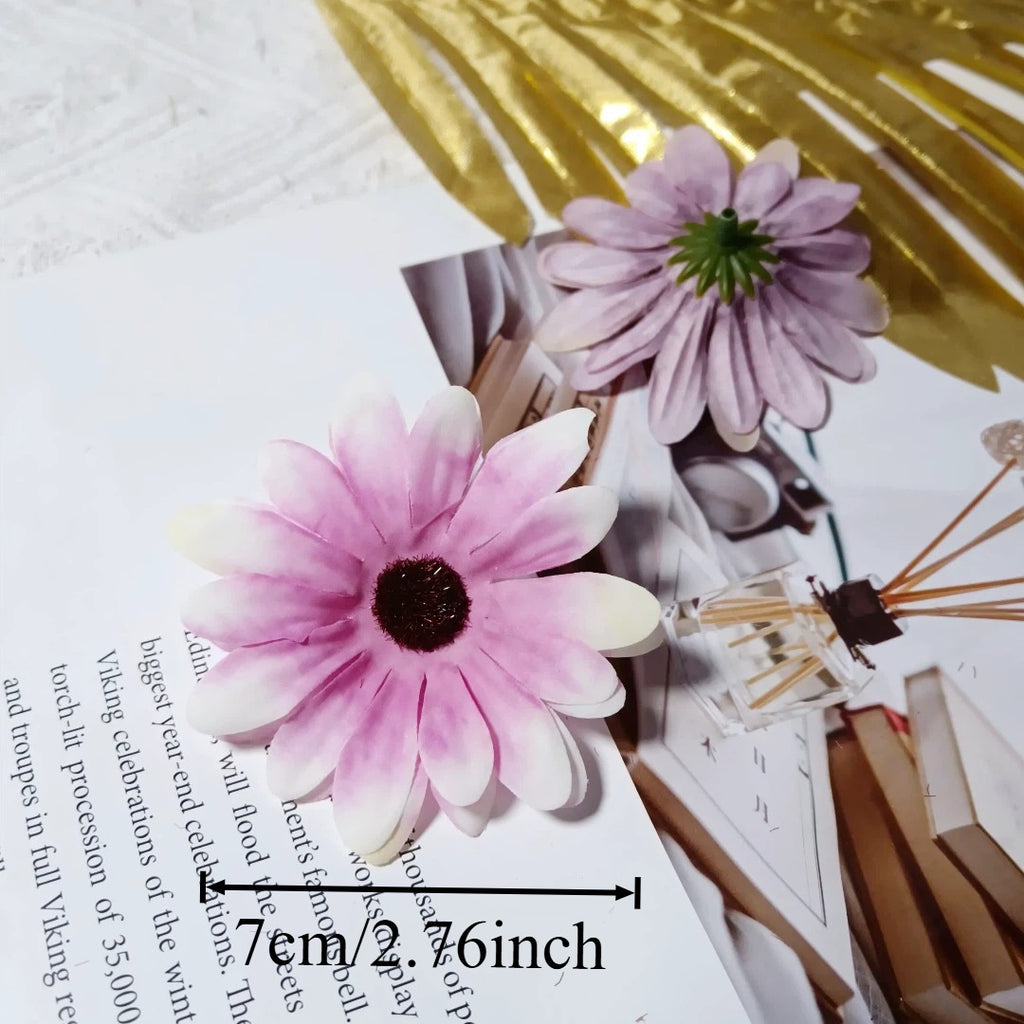Realistic 3" Daisy Flower Heads, Soft Fabric, Perfect for DIY Wedding Decor, Home Accents, Gift Wrapping, Floral Arrangements