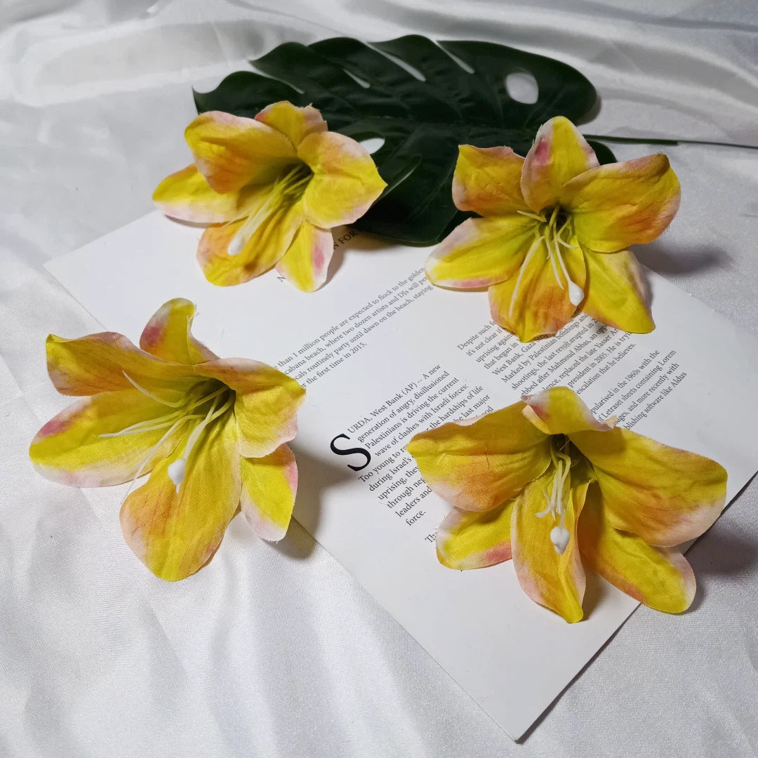 4" Large Artificial Lily Flower Heads, Realistic Faux Lilies for DIY Crafts, Wedding Decor, Corsages, Millinery & Event Planners, Bulk Supply