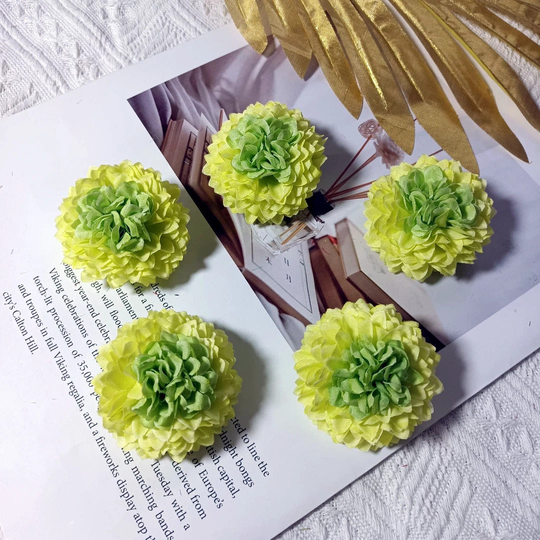 Realistic Faux Chrysanthemum Flower Head, 2" Diameter, Perfect for DIY Hair Accessories, Home Decor, Weddings, and Gifts