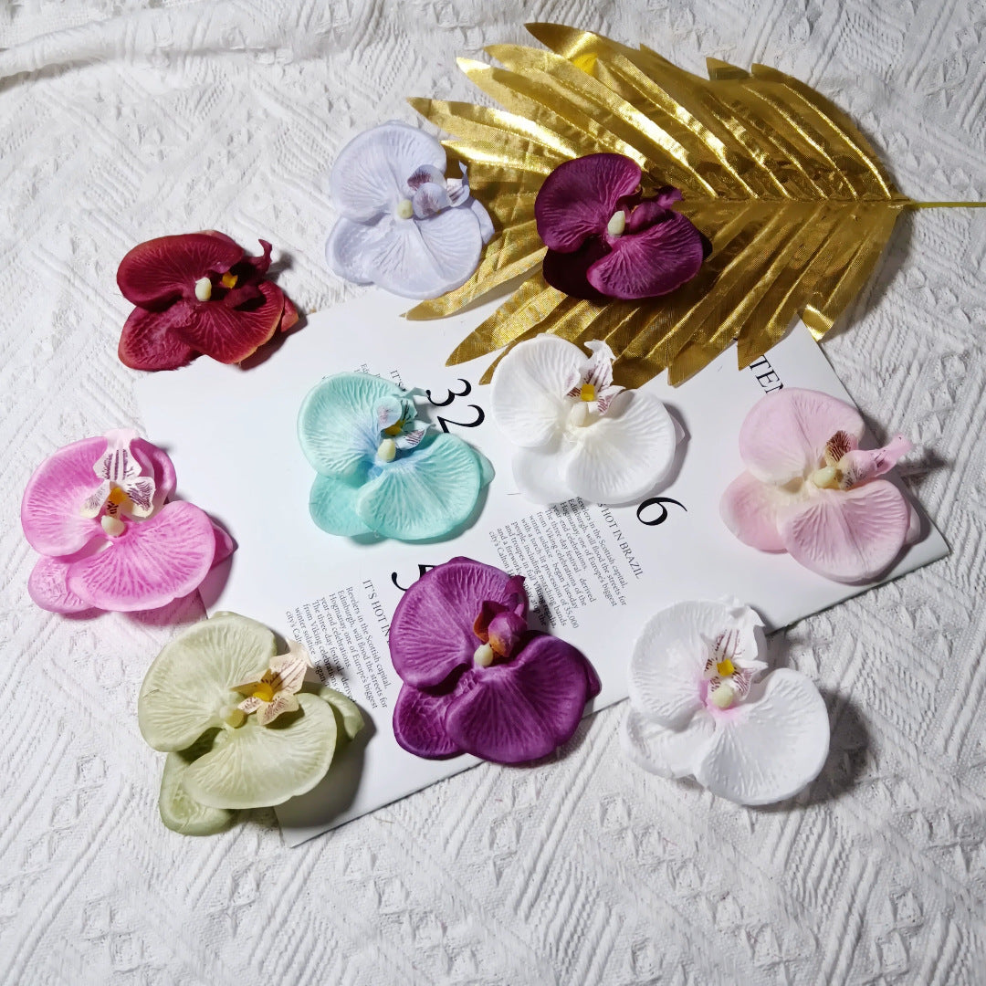 Realistic 3" Artificial Orchid Hair Clip, Elegant Faux Floral Accessory for Weddings, Home Decor, Gift Wrapping, DIY Floral Arrangements