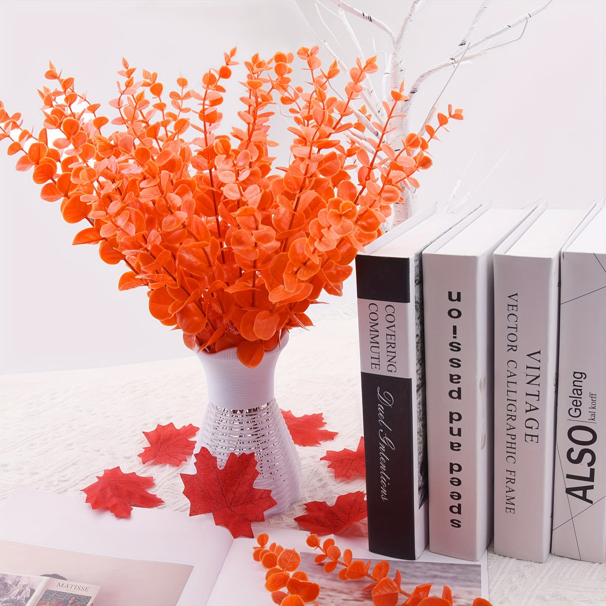 Artificial Autumn Eucalyptus Stems, 20-Pack of 15" Realistic Money Leaf Branches for Wedding Decor, Vase Arrangements & Bulk Floral Supply