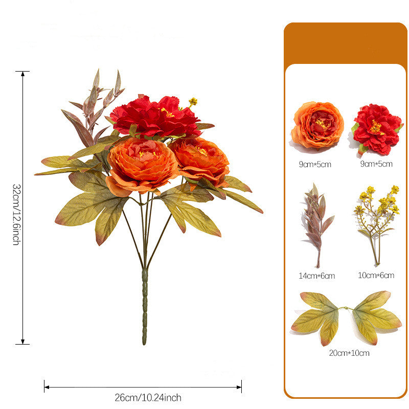 Autumn Wildflower Bunch, 13" Realistic Faux Flowers, Rustic Artificial Stems for Vase Filler, Cottagecore Home Decor, Wedding Bouquets