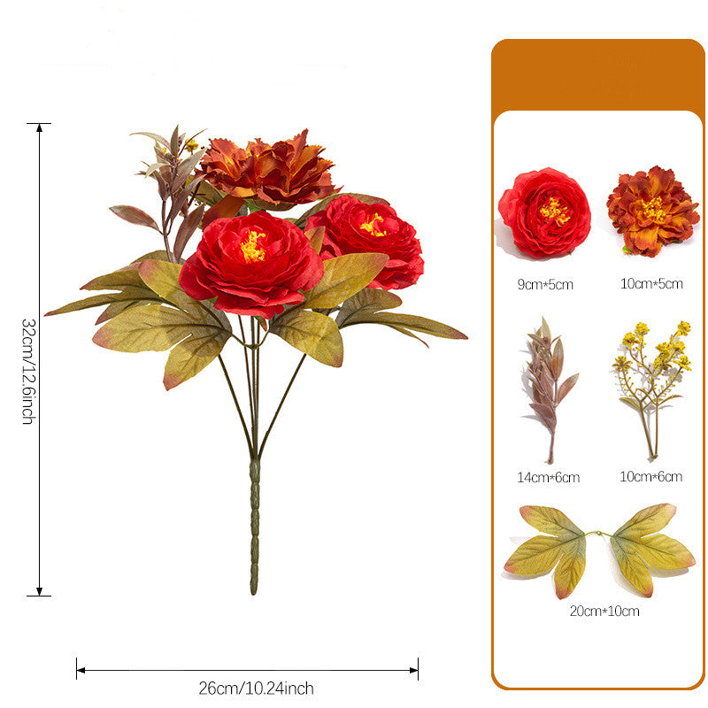 Autumn Wildflower Bunch, 13" Realistic Faux Flowers, Rustic Artificial Stems for Vase Filler, Cottagecore Home Decor, Wedding Bouquets
