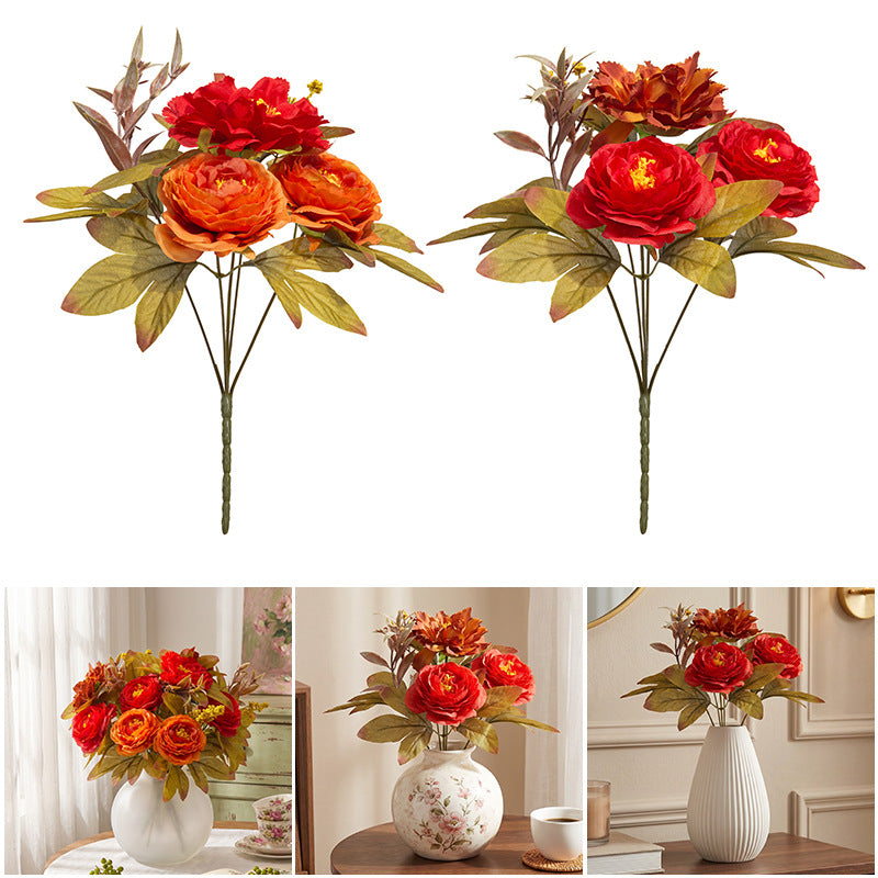 Autumn Wildflower Bunch, 13" Realistic Faux Flowers, Rustic Artificial Stems for Vase Filler, Cottagecore Home Decor, Wedding Bouquets