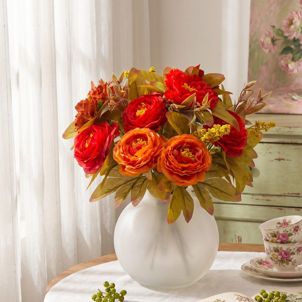 Autumn Wildflower Bunch, 13" Realistic Faux Flowers, Rustic Artificial Stems for Vase Filler, Cottagecore Home Decor, Wedding Bouquets