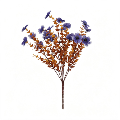 Autumn Eucalyptus & Violet Faux Floral Stems, 12-Pack, 14" Life-Like Greenery for Wedding Bouquets, Event Decor, Vase Arrangements & Home Styling