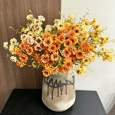 28" Autumn Wild Daisy Spray, Multi-Bloom Long Stem Faux Wildflower for Rustic Home Decor, Vase Filler, Farmhouse & Wedding Arrangements