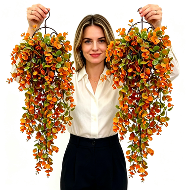 Autumn Eucalyptus Wall Hanging, 30" Real-Touch Faux Greenery, Ideal for Home Decor, Weddings, and Cottagecore Style