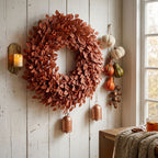 Autumn Magnolia Leaf Garland, 6.5 ft Long Faux Vine for Fireplace Mantle, Fall Wedding Arch & Thanksgiving Table Decor, Realistic Foliage