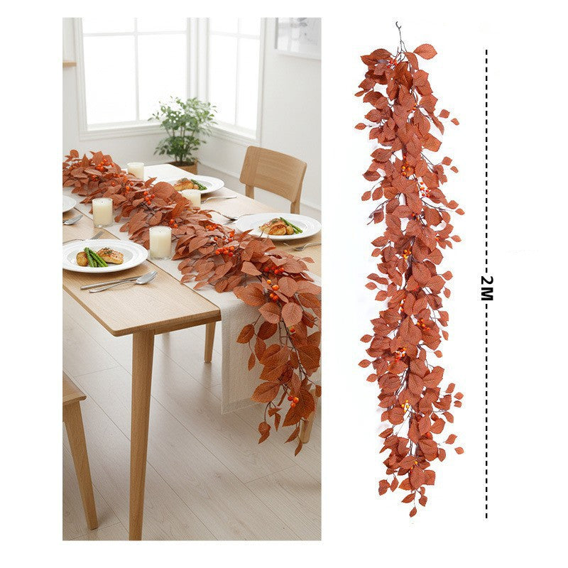 Autumn Magnolia Leaf Garland, 6.5 ft Long Faux Vine for Fireplace Mantle, Fall Wedding Arch & Thanksgiving Table Decor, Realistic Foliage