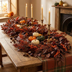 Autumn Magnolia Leaf Garland, 6.5 ft Long Faux Vine for Fireplace Mantle, Fall Wedding Arch & Thanksgiving Table Decor, Realistic Foliage