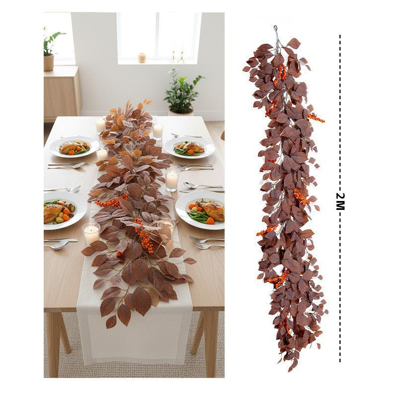 Autumn Magnolia Leaf Garland, 6.5 ft Long Faux Vine for Fireplace Mantle, Fall Wedding Arch & Thanksgiving Table Decor, Realistic Foliage