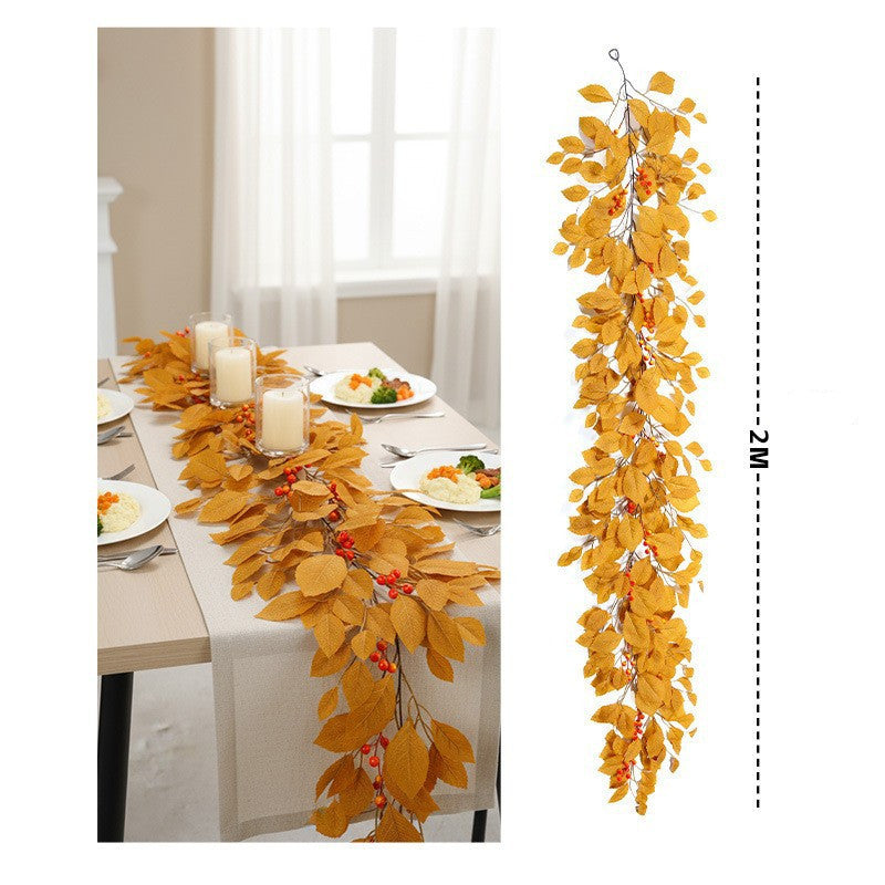 Autumn Magnolia Leaf Garland, 6.5 ft Long Faux Vine for Fireplace Mantle, Fall Wedding Arch & Thanksgiving Table Decor, Realistic Foliage