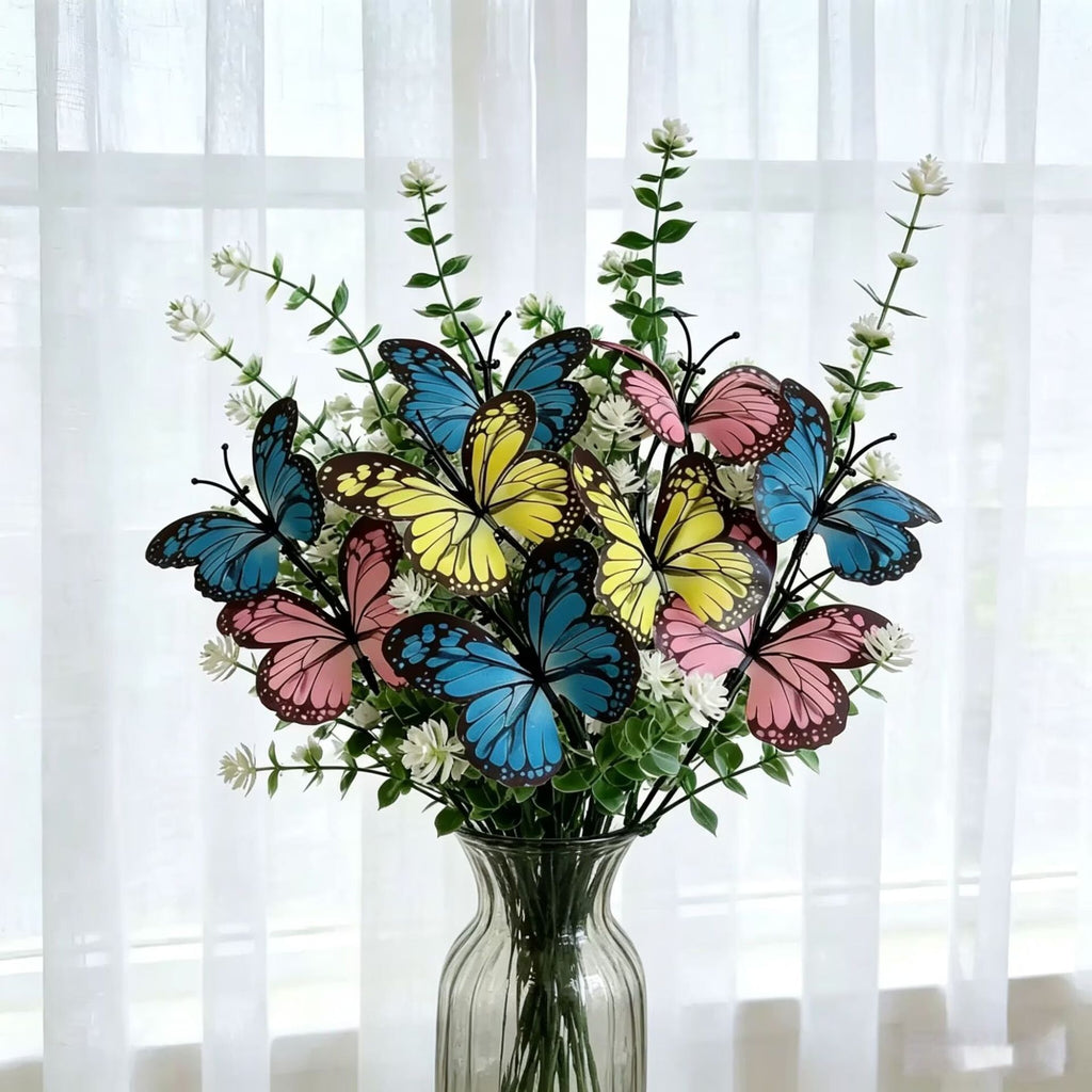 10 Stems Faux Butterfly Orchid, 12" Bulk Set of Lifelike Phalaenopsis Flowers, Artificial Floral Stems for Vase, Wedding, DIY Home Decor
