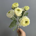 7-Head Flocked Ranunculus Stem, 19-Inch Realistic Persian Buttercup, Life-Like Faux Flowers for Vase Arrangement, Wedding Bouquets, Home Decor