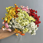 7-Head Flocked Ranunculus Stem, 19-Inch Realistic Persian Buttercup, Life-Like Faux Flowers for Vase Arrangement, Wedding Bouquets, Home Decor