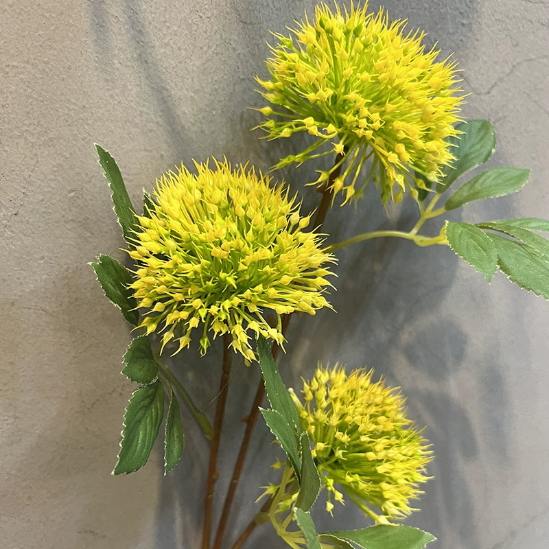 Artificial Dandelion Flower Bouquet, 26" Real-Touch Faux Floral Arrangement, Yellow, Green, Orange, White, Perfect for Home Decor, Weddings, Events