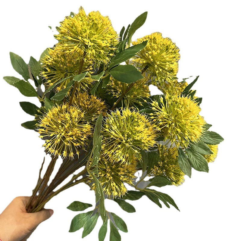 Artificial Dandelion Flower Bouquet, 26" Real-Touch Faux Floral Arrangement, Yellow, Green, Orange, White, Perfect for Home Decor, Weddings, Events