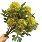Artificial Dandelion Flower Bouquet, 26" Real-Touch Faux Floral Arrangement, Yellow, Green, Orange, White, Perfect for Home Decor, Weddings, Events