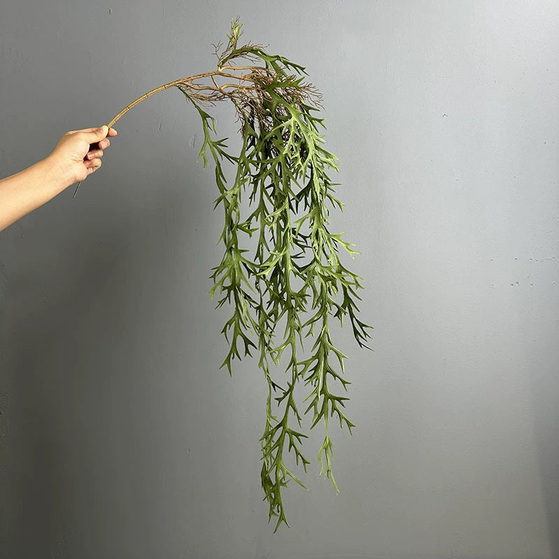 Artificial Staghorn Fern Plant, Set of 2, 47" Long Trailing Greenery, Realistic Faux Hanging Fern for Wall Decor, Planter, Wedding Arch