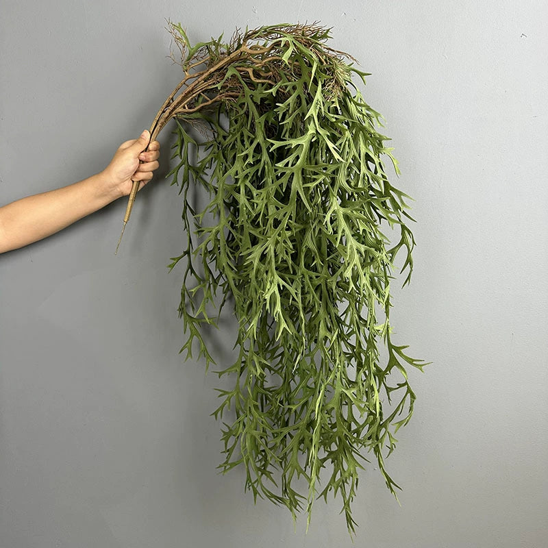Artificial Staghorn Fern Plant, Set of 2, 47" Long Trailing Greenery, Realistic Faux Hanging Fern for Wall Decor, Planter, Wedding Arch