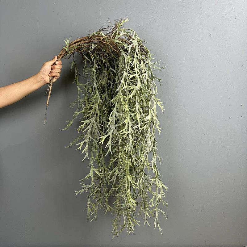 Artificial Staghorn Fern Plant, Set of 2, 47" Long Trailing Greenery, Realistic Faux Hanging Fern for Wall Decor, Planter, Wedding Arch