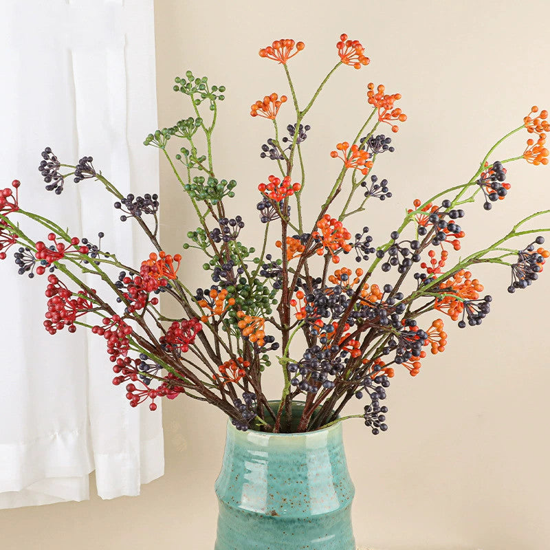 Artificial Red and Blue Berry Vines, 31" Real-Touch Faux Floral Decor for Home, Weddings, Events, Cottagecore Style