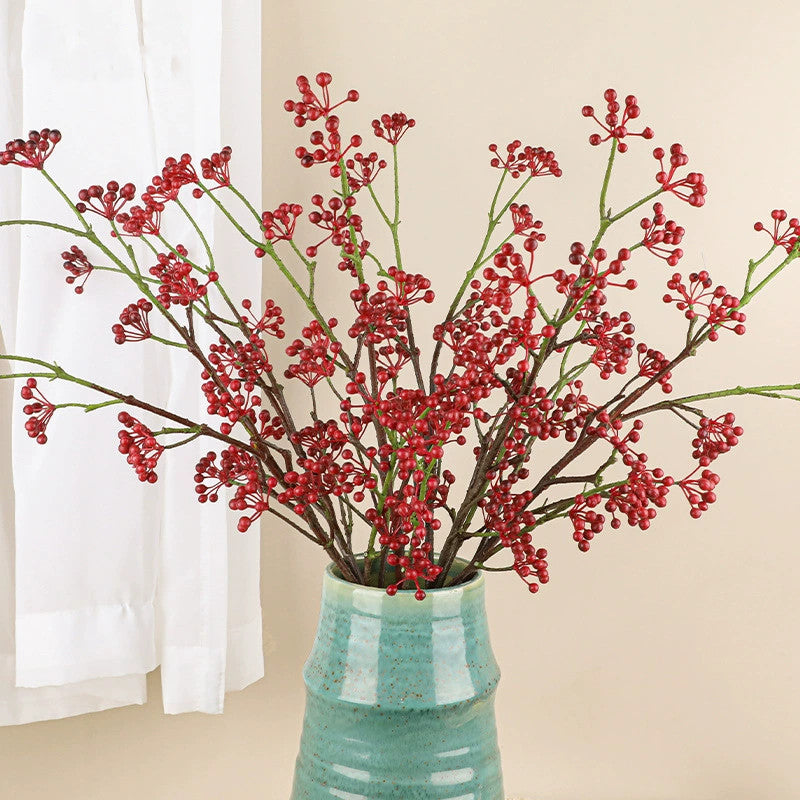 Artificial Red and Blue Berry Vines, 31" Real-Touch Faux Floral Decor for Home, Weddings, Events, Cottagecore Style