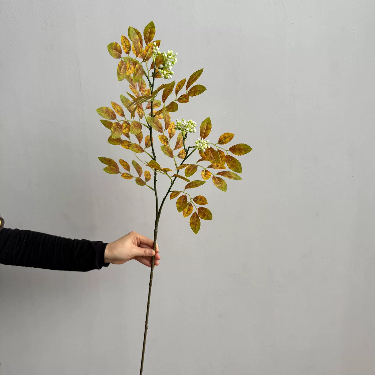 Artificial Elm and Beech Leaves Arrangement, 34" Realistic Faux Greenery, Autumn & Green Colour Options, Perfect for Home Decor, Weddings, and Events