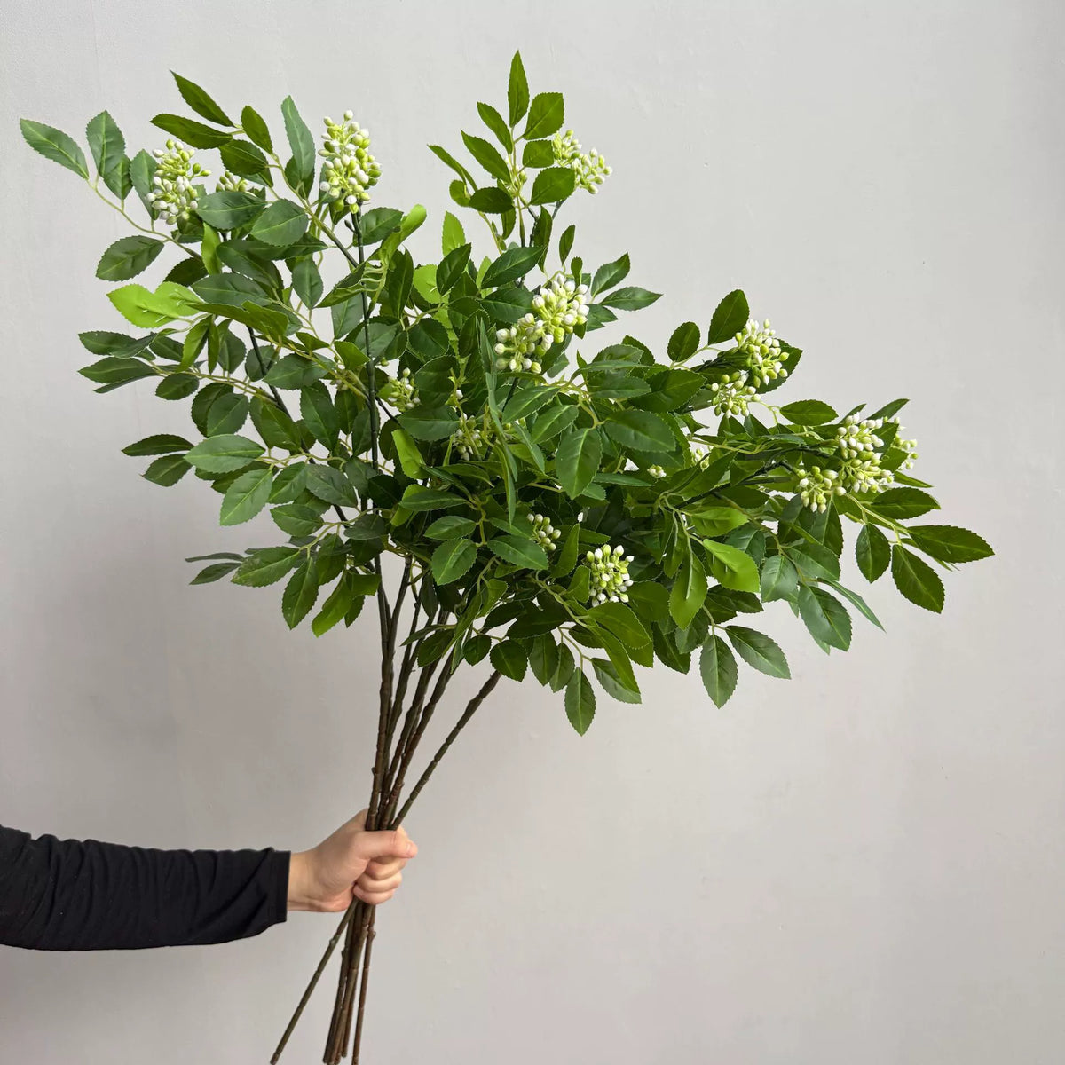 Artificial Elm and Beech Leaves Arrangement, 34" Realistic Faux Greenery, Autumn & Green Colour Options, Perfect for Home Decor, Weddings, and Events