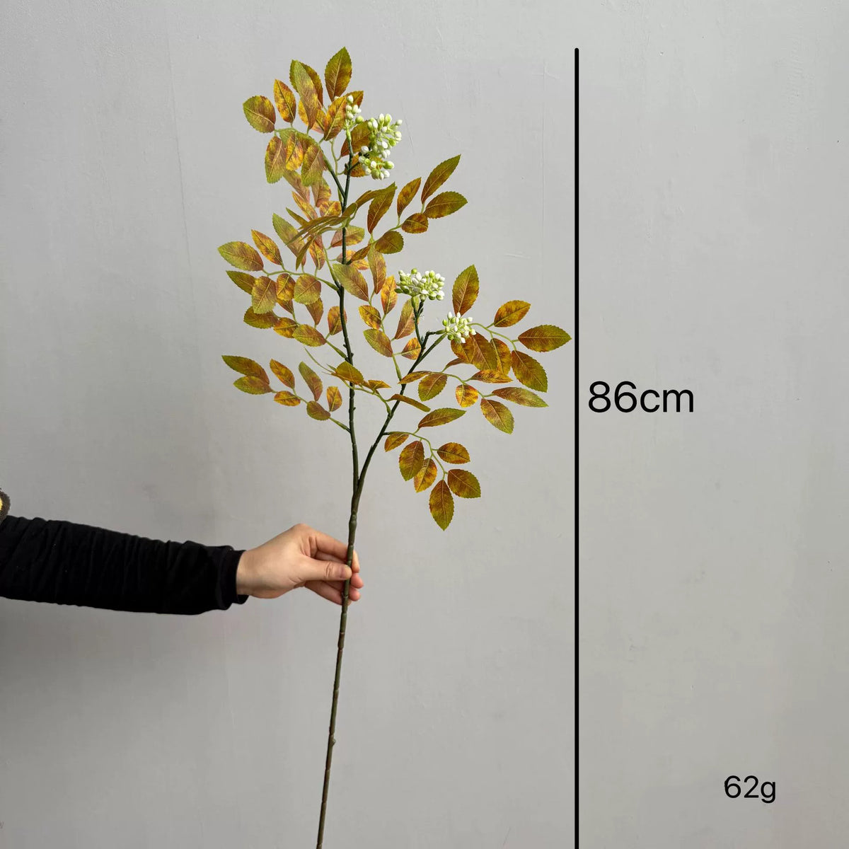 Artificial Elm and Beech Leaves Arrangement, 34" Realistic Faux Greenery, Autumn & Green Colour Options, Perfect for Home Decor, Weddings, and Events
