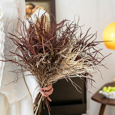 Autumn Coral Grass Bouquet 18" Real-Touch Faux Flowers | Perfect for Weddings, Home Decor, and Event Styling, 45cm Plastic Arrangement