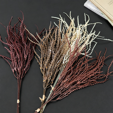 Autumn Coral Grass Bouquet 18" Real-Touch Faux Flowers | Perfect for Weddings, Home Decor, and Event Styling, 45cm Plastic Arrangement