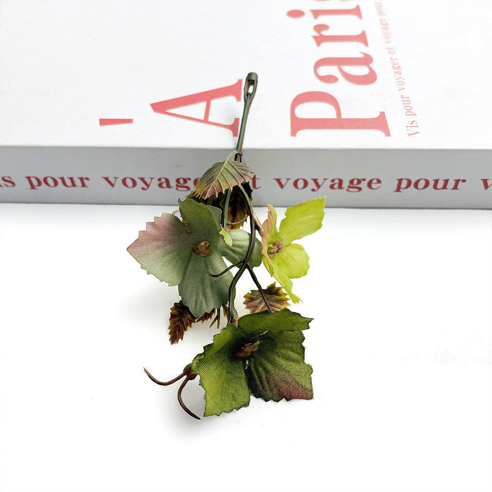 Autumn Grape Leaf Stems, 4" Real-Touch Faux Vine with Bendable Wire, DIY Wedding Bouquets, Home Decor, Floral Arrangements