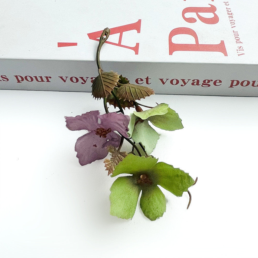 Autumn Grape Leaf Stems, 4" Real-Touch Faux Vine with Bendable Wire, DIY Wedding Bouquets, Home Decor, Floral Arrangements