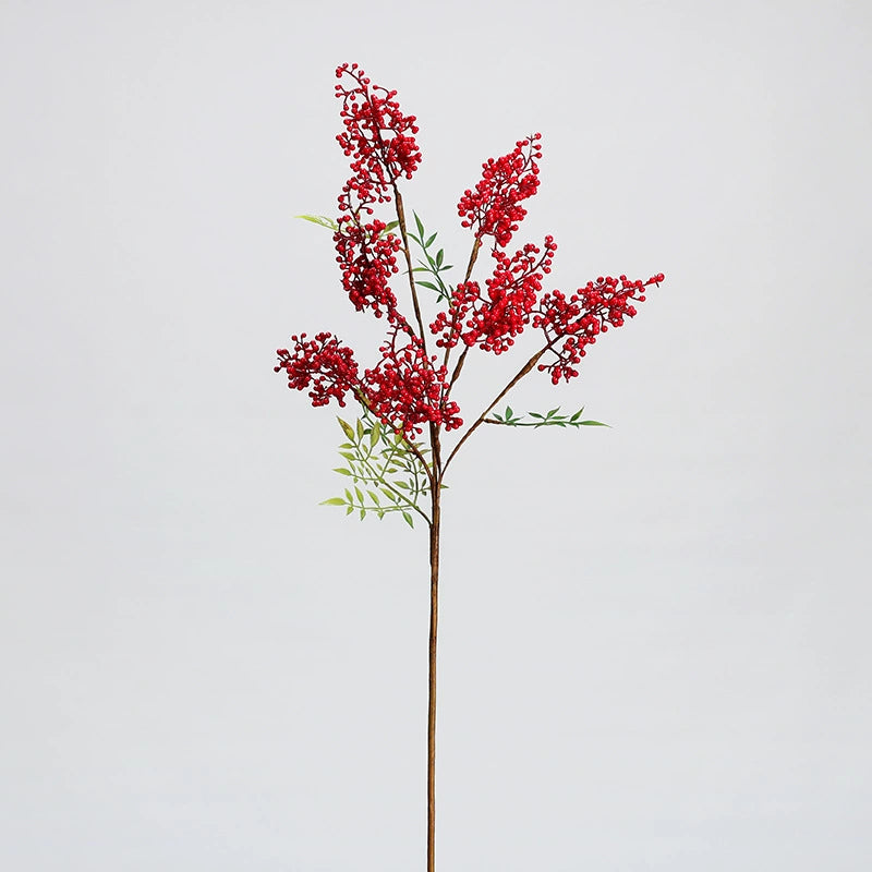 Artificial Nandina Berry Branch with Red Berries, 30" Tall Faux Floral Stem for Holiday Decor, Christmas Centerpieces, Wedding & Home Decor